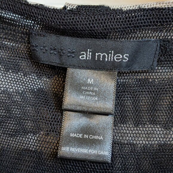 Ali Miles Black Gray 2-Layer Mesh Wearable Art Blouse Shirt Pullover Top - Picture 4 of 14